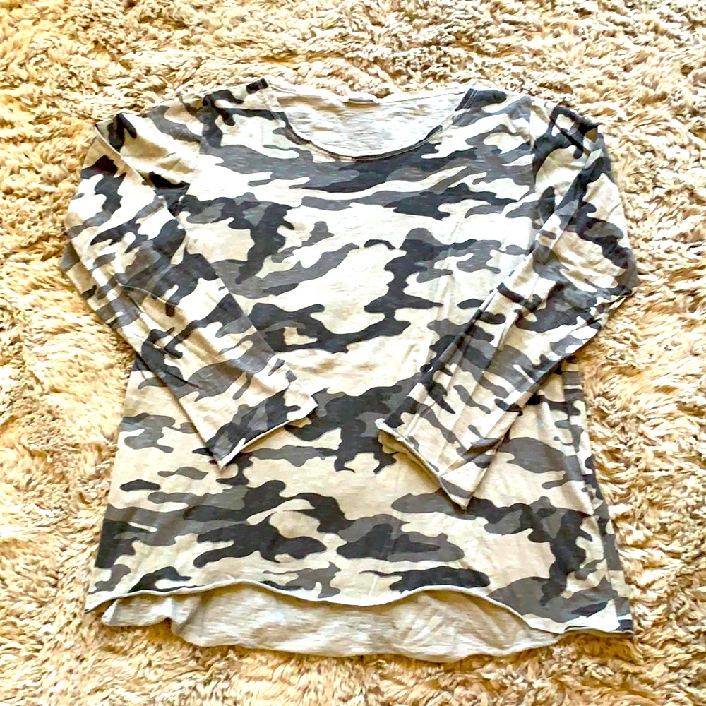 FRENCH 100% COTTON GLITZY ARMY PRINT LONG SLEEVE
